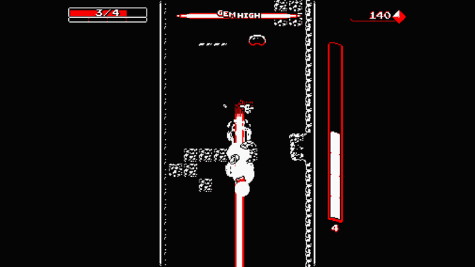 Laser Gunboots in Downwell only give 1 shot for every 4 ammo slots.